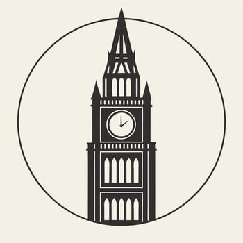 Classic Clock Tower Silhouette Urban Architectural Design vector