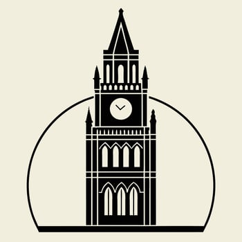 Minimalist Clock Tower Silhouette Historic Architecture Icon vector