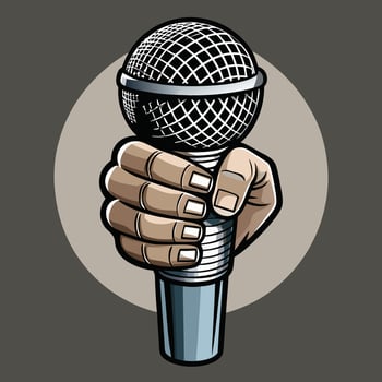 Holding The Microphone Powerfully Cartoon Style vector