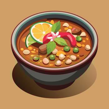 Delicious Soup Bowl Illustration On Beige vector