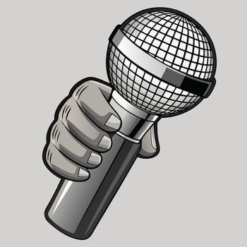Hand Holding A Chrome Microphone Object vector