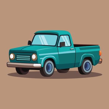 Isolated Teal Classic Pickup Truck Cartoon vector
