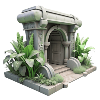 vibrant artistic Abandoned Subway Entrance with Plants Isolated detailed png