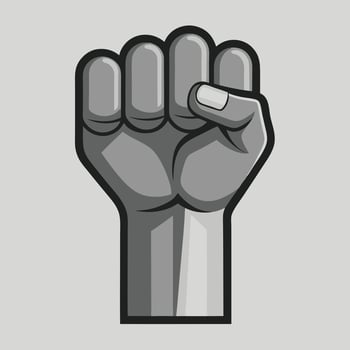 Raised Fist In Monochrome Color Icon vector