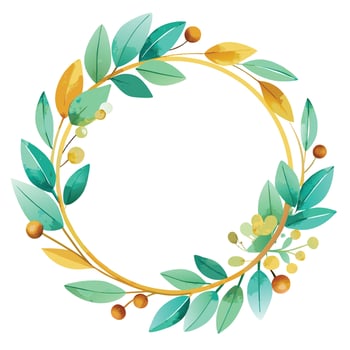 Watercolor Floral Frame With Leaves Berries vector