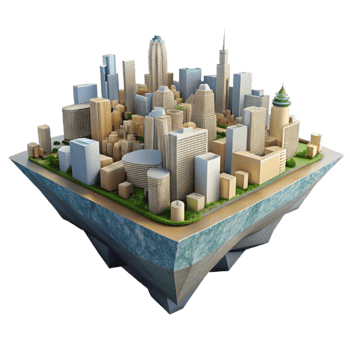 wonderful modern Aerial City Cutout Geometric Design Transparent Background premium png