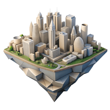 beautiful vintage Aerial City Cutout Geometric Design Transparent Background high resolution png