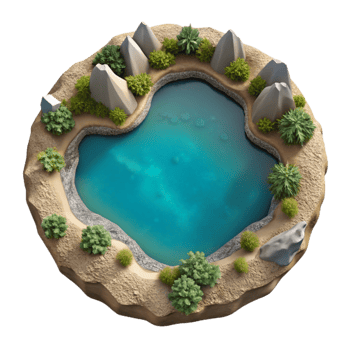 beautiful creative Aerial Lake View Isolated with Top Down Perspective detailed png