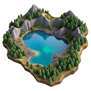 elegant classic Aerial View Lake Landscape Isolated exclusive png