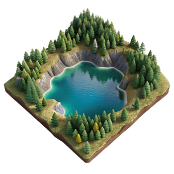 dramatic classic Aerial View Lake Landscape Isolated premium png