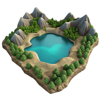 vibrant vintage Aerial View Lake Landscape Isolated professional png