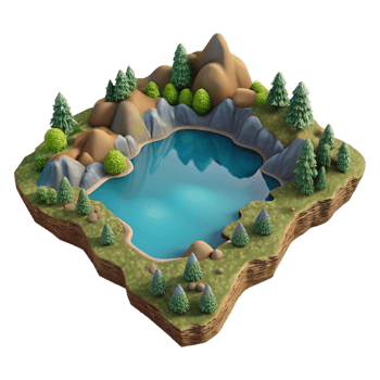 wonderful minimalist Aerial View Lake Landscape Isolated detailed png