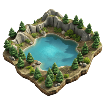 magnificent modern Aerial View Lake Landscape Isolated exclusive png