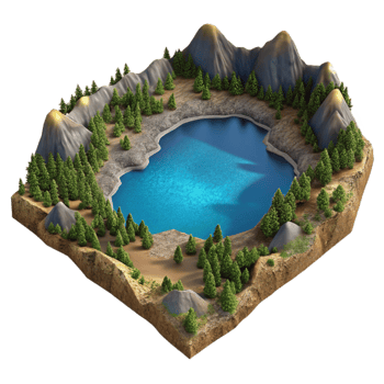 beautiful creative Aerial View Lake Landscape Isolated professional png