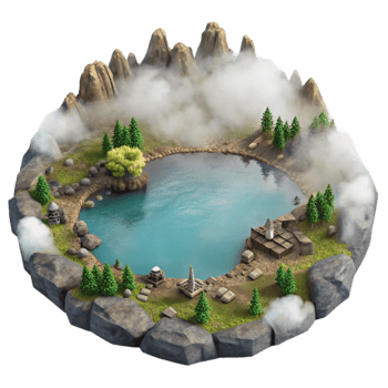 vibrant modern Aerial View of Foggy Lake Transparent Background original png
