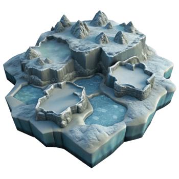 dramatic artistic Aerial View of Frozen Fjord with Ice Floes Transparent Background png