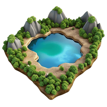 magnificent artistic Aerial View of Lake Island Cutout high quality png