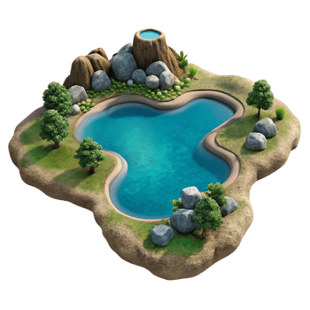 impressive contemporary Aerial View of Lake Island Cutout original png