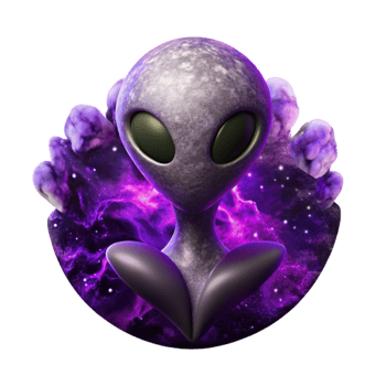 dramatic classic Alien Flora Silhouette Isolated with Purple Nebula Background detailed png