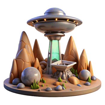 wonderful creative Alien Landscape with Terraform Tower Transparent Background high quality png
