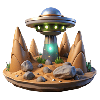 serene vintage Alien Landscape with Terraform Tower Transparent Background png