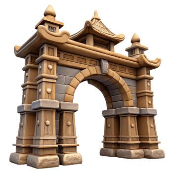 extraordinary vintage Ancient City Gate Archway Isolated with Detailed Texture original png