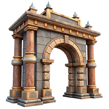 impressive contemporary Ancient City Gate Archway Isolated with Detailed Texture png