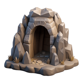 magnificent creative Ancient Landscape Cave Entrance Cutout with Dark Shadows premium png
