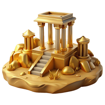stunning creative Ancient Landscape Golden Ruins Isolated png