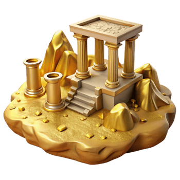 dramatic minimalist Ancient Landscape Golden Ruins Isolated premium png