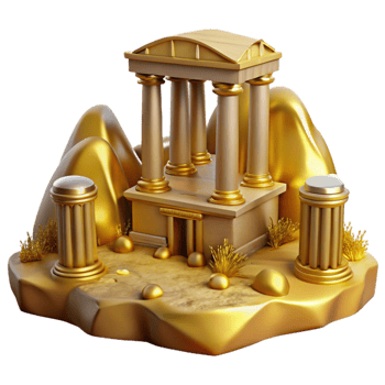 serene creative Ancient Landscape Golden Ruins Isolated premium png