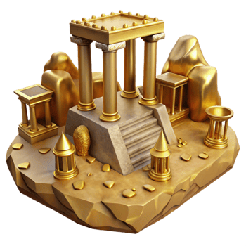 stunning vintage Ancient Landscape Golden Ruins Isolated exclusive png