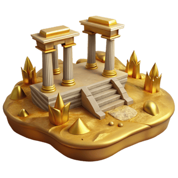 wonderful rustic Ancient Landscape Golden Ruins Isolated genuine png