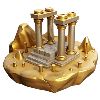 dramatic creative Ancient Landscape Golden Ruins Isolated png