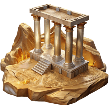 magnificent minimalist Ancient Ruins Golden Valley Transparent Background png