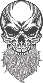 Skull with beard and beard illustration vector