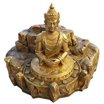 magnificent contemporary Ancient Statue in Gilded Valley Cutout Weathered Appearance premium png