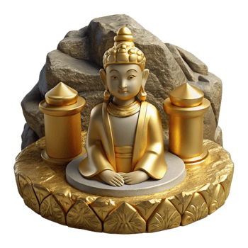 dramatic abstract Ancient Statue in Gilded Valley Cutout Weathered Appearance high resolution png