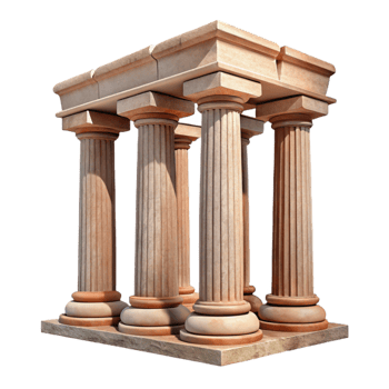 extraordinary minimalist Ancient Valley Temple Columns Isolated on Transparent Background original png