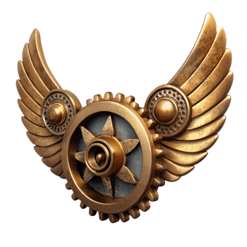 stunning vintage Antique Brass Wings with Gears Cutout Element png