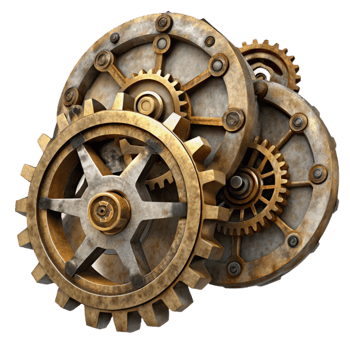 elegant modern Antique Clockwork Fragments Transparent Background Side View original png