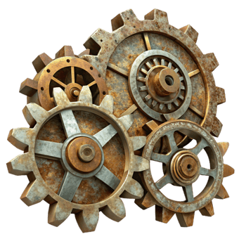 impressive modern Antique Clockwork Fragments Transparent Background Side View authentic png