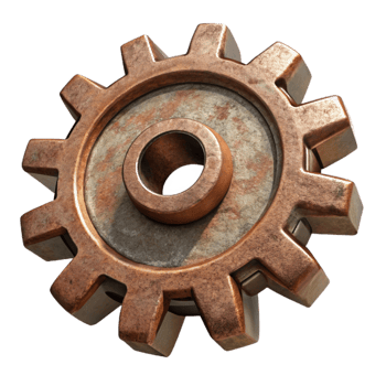 elegant contemporary Antique Clockwork Sprocket Isolated with Vintage Patina detailed png