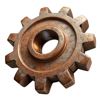 impressive abstract Antique Clockwork Sprocket Isolated with Vintage Patina png
