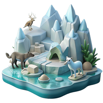 vibrant classic Arctic Fjord Wildlife Scene Transparent Element authentic png