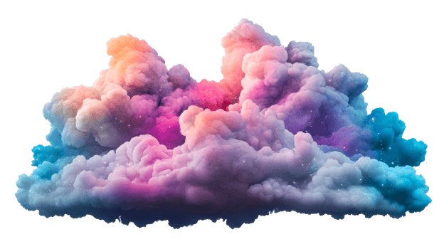 Colorful fantasy cloudscape, whimsical, imaginative, dreamy, cut out transparent png
