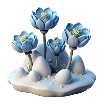 dramatic traditional Arctic Flowers in Snow Cutout Transparent detailed png