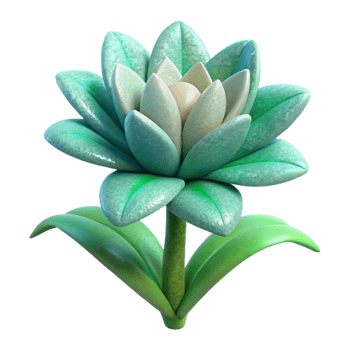 wonderful contemporary Arctic Flower with Green Leaves Isolated on White detailed png