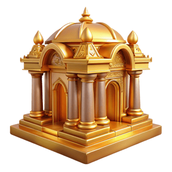 wonderful rustic Astral Temple Cutout Ornate Gold Decoration Transparent Background premium png