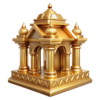 dramatic modern Astral Temple Cutout Ornate Gold Decoration Transparent Background professional png